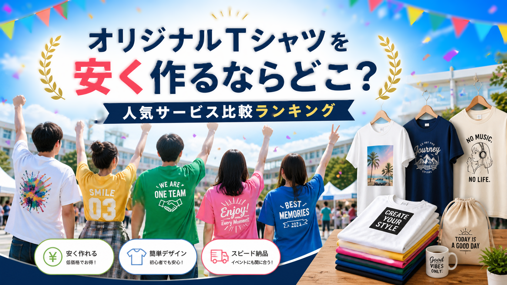 オリジナルTシャツを安く作るならどこ？人気サービス比較ランキング 初心者でも簡単に作れるサイト厳選